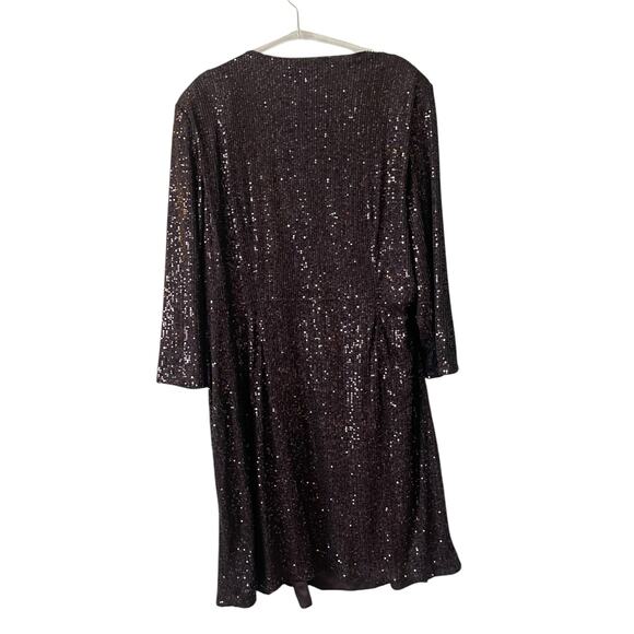 DKNY Sequin Sparkle V-Neck Special Occasion Dress Black Plus Size 18 NWT - Picture 5 of 10
